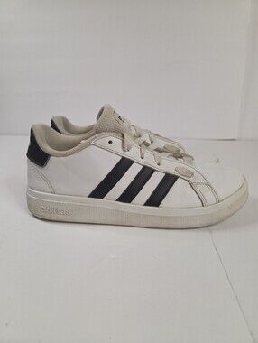 Adidas Kids Grand Court 2.0 Tennis Shoes Black White Sneakers Size 3